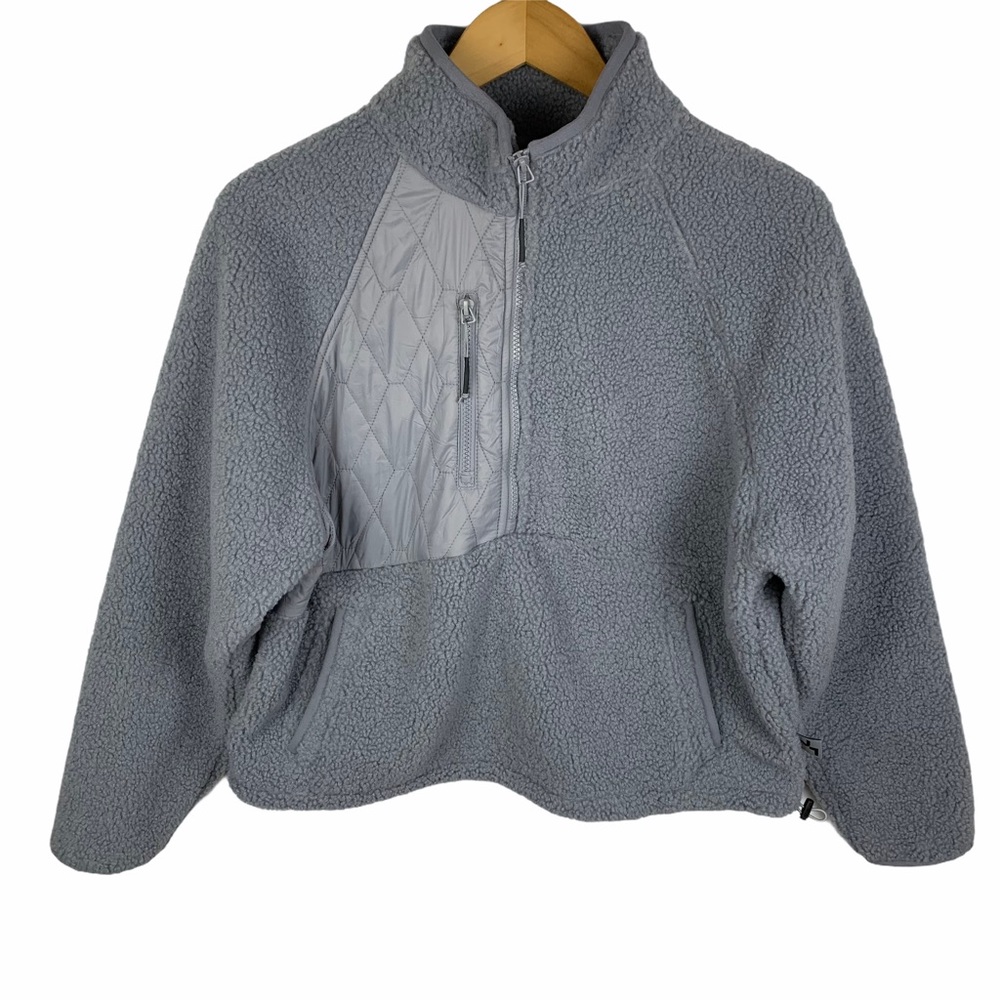 Joy Lab 1/2 Zip Sherpa Pullover Sweatshirt Gray L